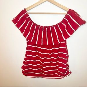 Red and white striped off the shoulder Oh Mama! Size 3xl